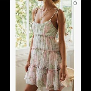 108. Round Neck Spaghetti Straps Floral Skater Minidress